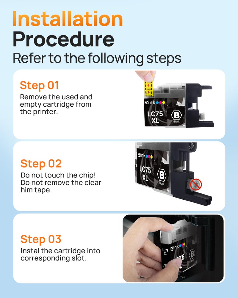E-Z Ink LC75XL Ink Cartridges Compatible for Brother LC75 Ink Cartridge LC 75 LC71 LC79 XL to Use with Brother MFC-J430W MFC-J6510DW MFC-J6710DW 20 Pack (8 Black, 4 Cyan, 4 Magenta, 4 Yellow) - Image 4